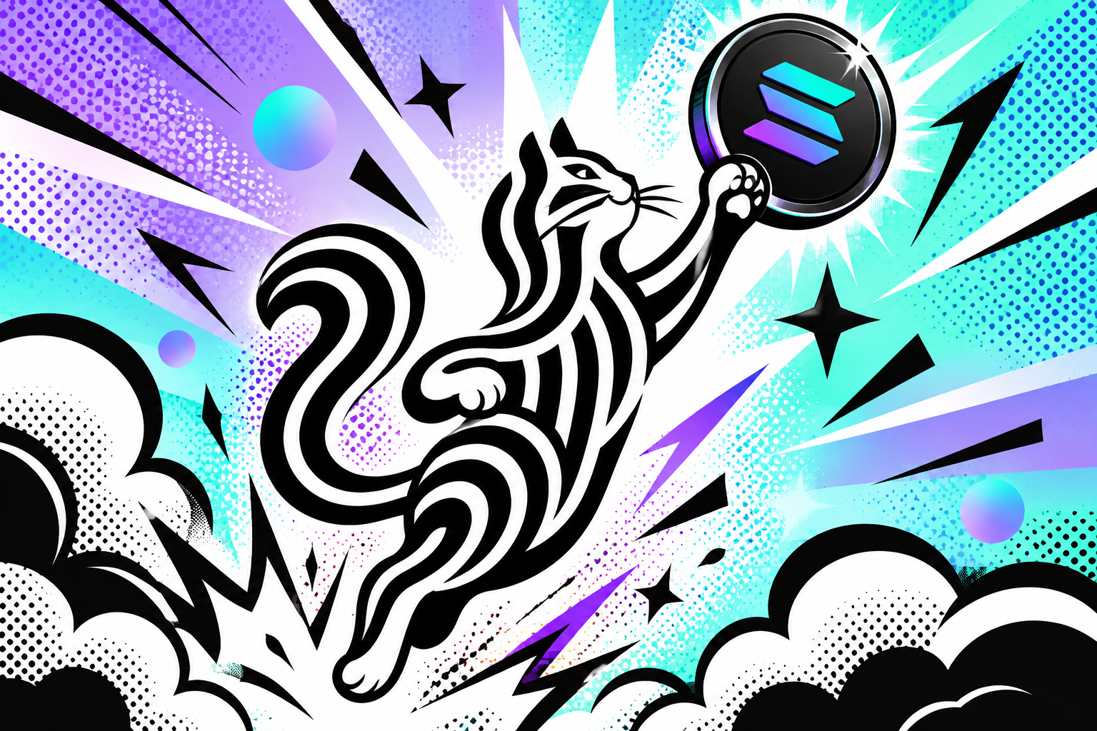 Debt Cat leaping to catch a Solana coin